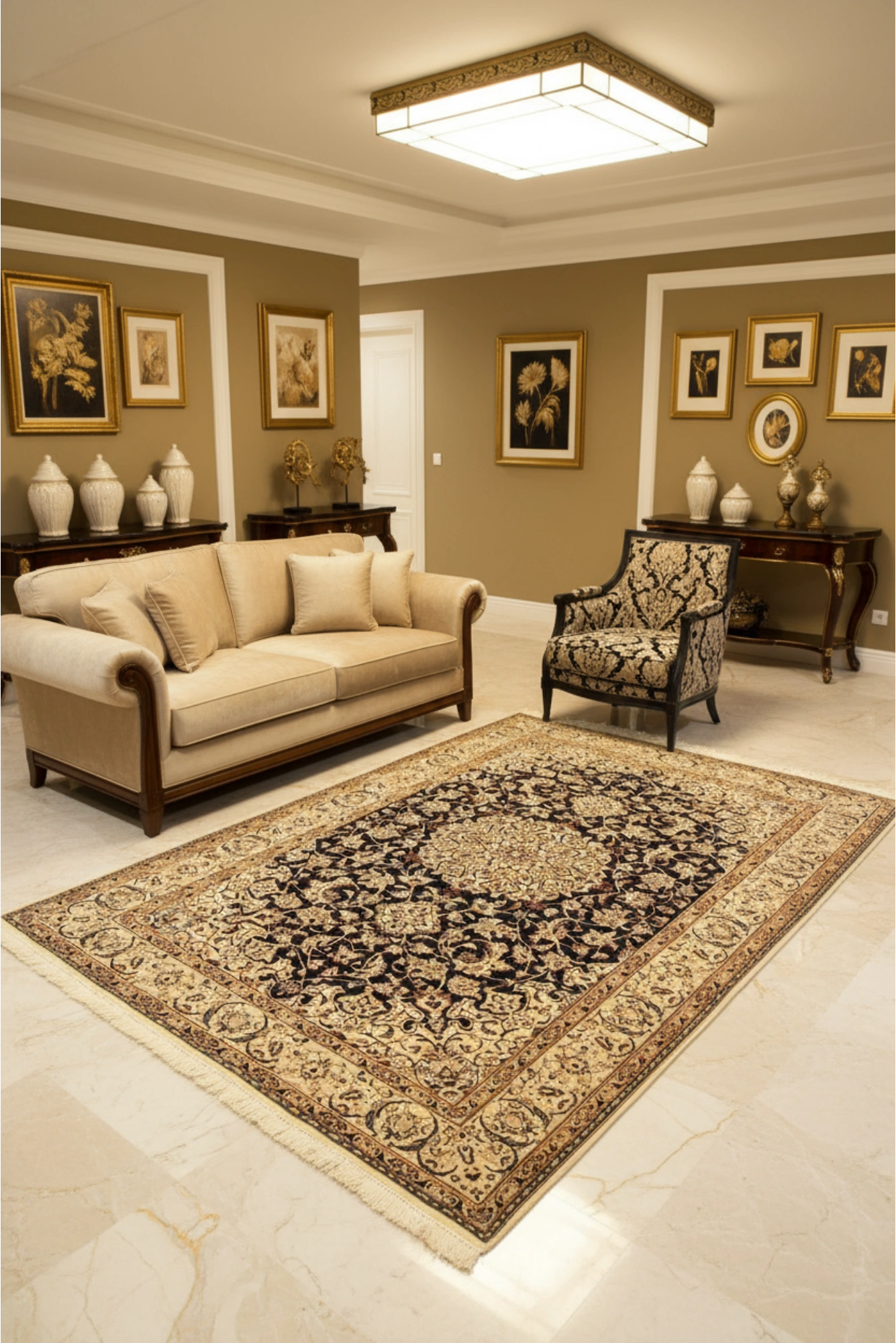 Habibian Medallion Hand Knotted Wool & Silk Rug - 210x134