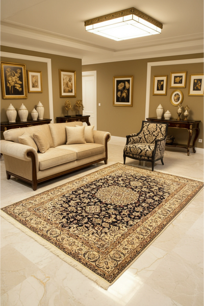 Habibian Medallion Hand Knotted Wool & Silk Rug - 210x134