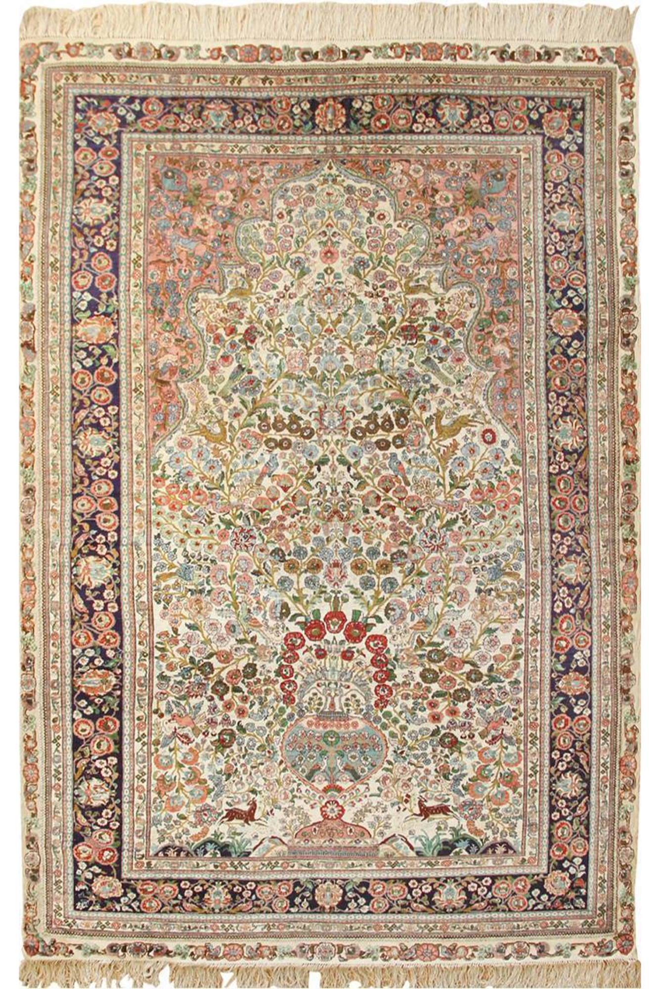 Hereke Oriental Hand Knotted Silk Rug - 240x151 cm