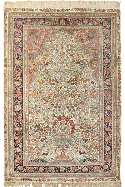 Hereke Oriental Hand Knotted Silk Rug - 240x151 cm