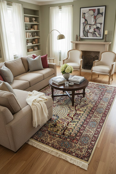 Hereke Prayer Hand Knotted Gold & Silk Rug