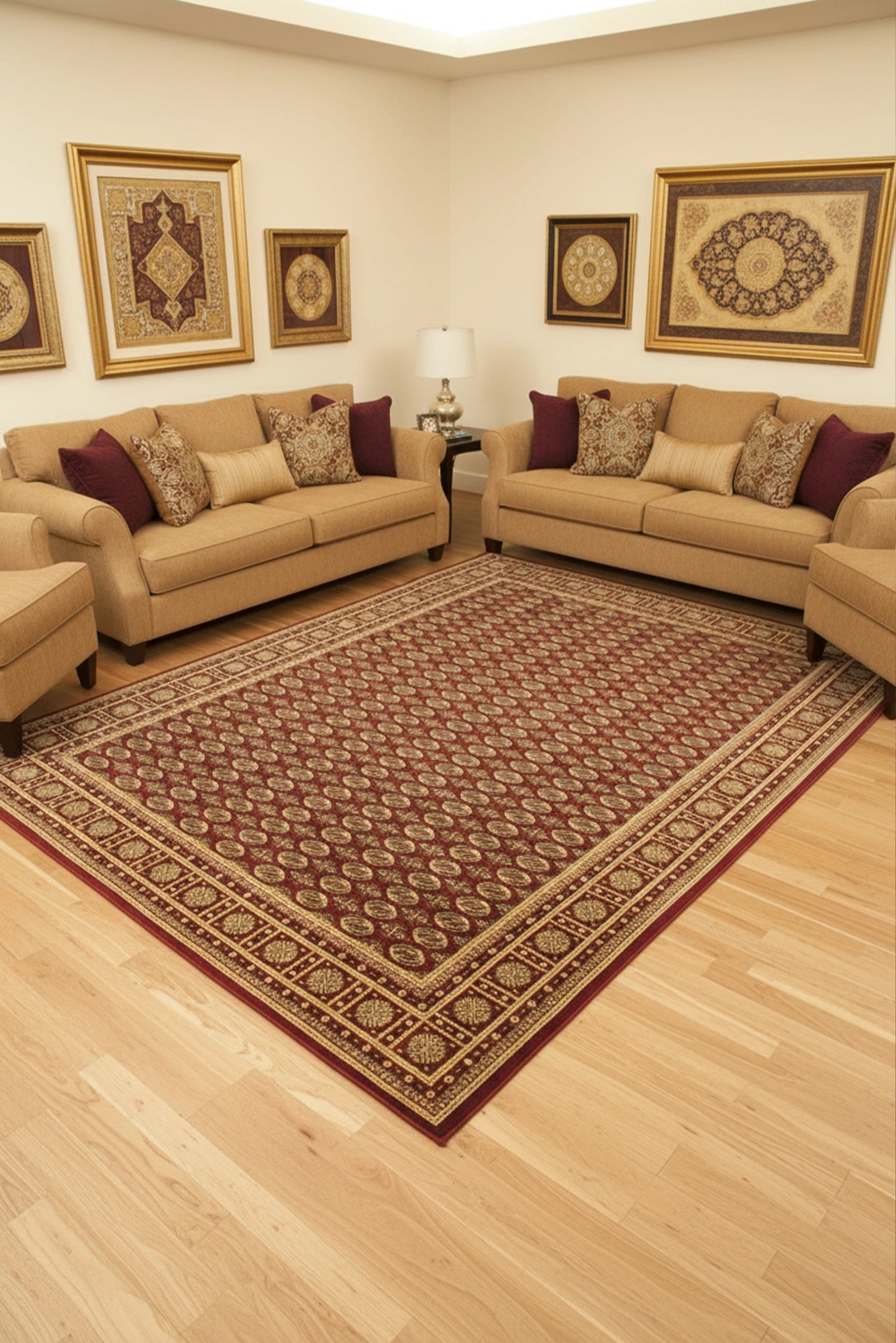 Hereke Traditional Oriental Rug Buhara-Red