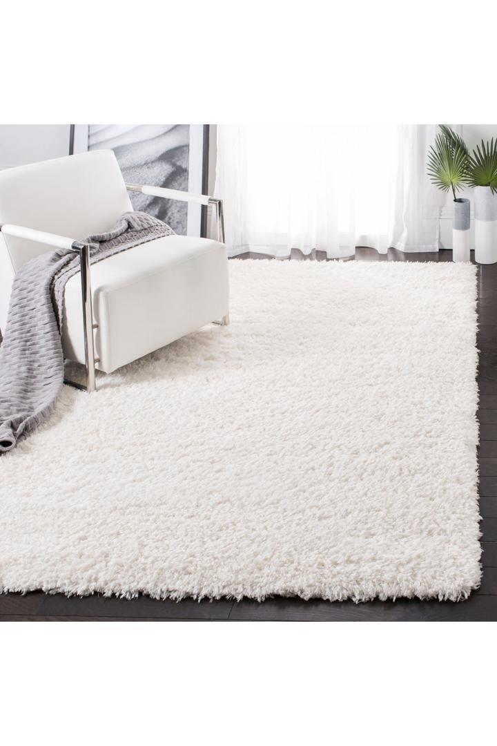 Hudson Plain Shaggy Rug  - 101 White