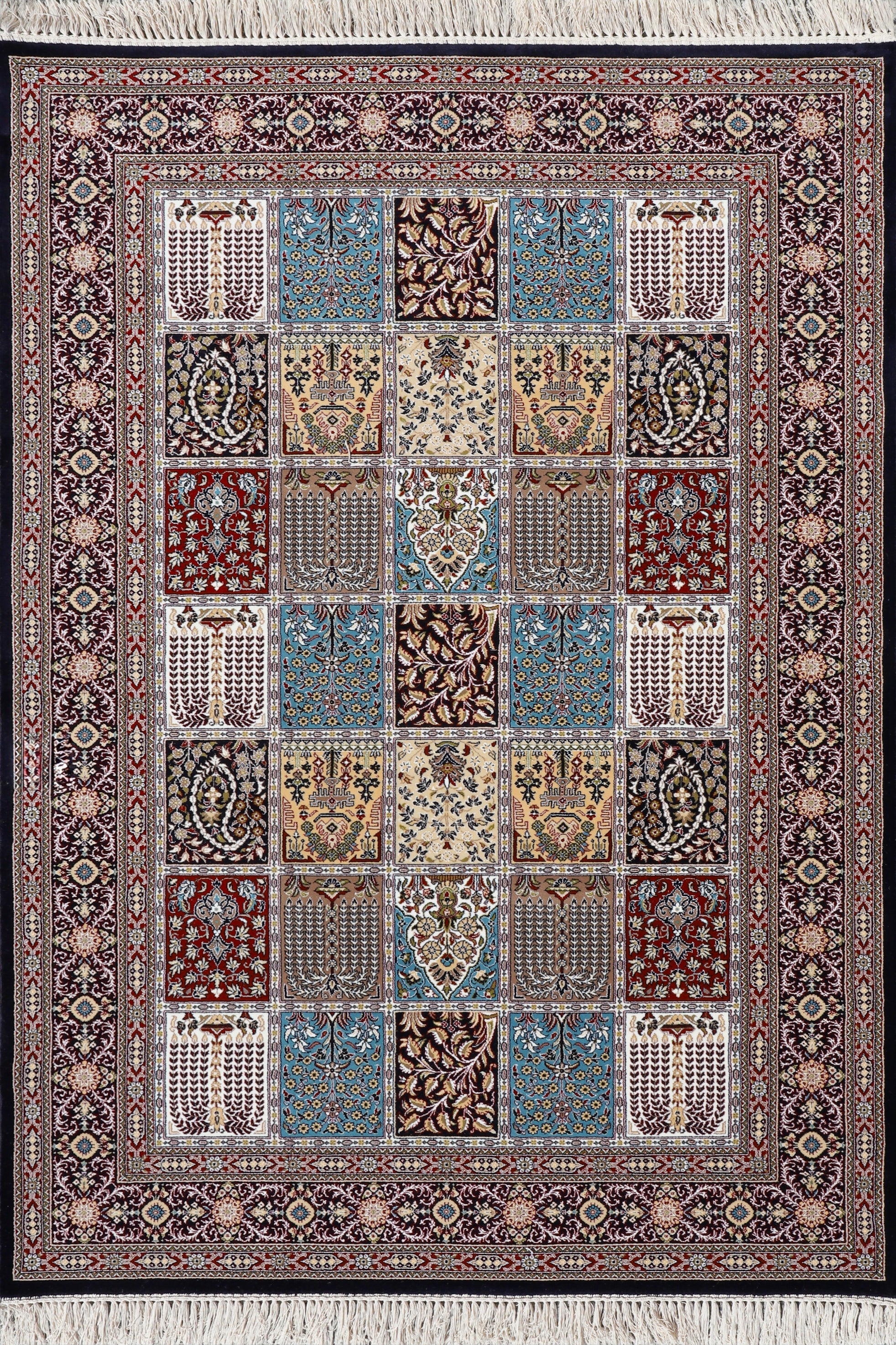 Melbourne Traditional Square Pattern Rugs 87214-D.Blue | Buy Rugs ...