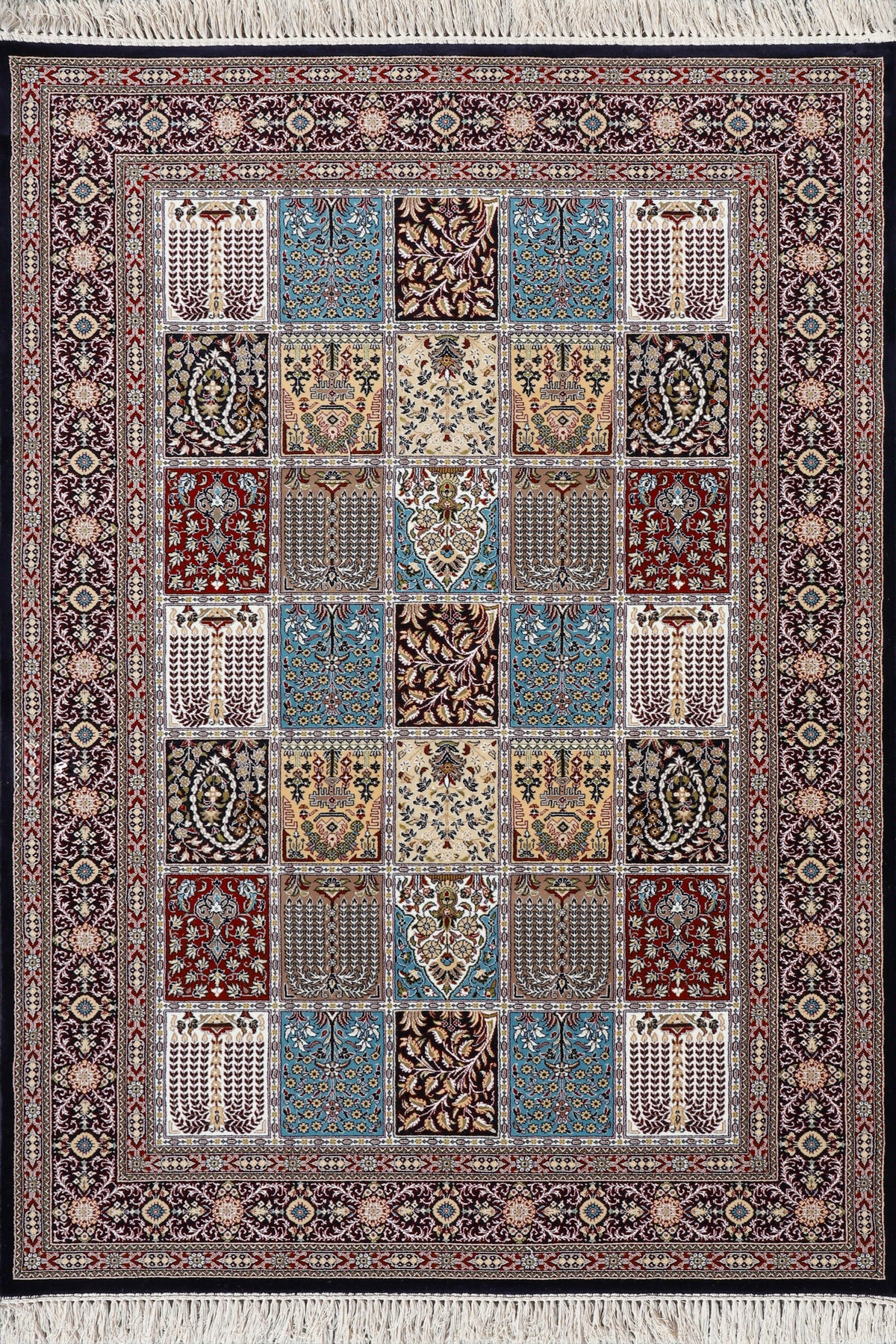 Square Pattern Blue Rug Melbourne Traditional Square Pattern Rugs 87214-D.Blue | Buy Rugs ...