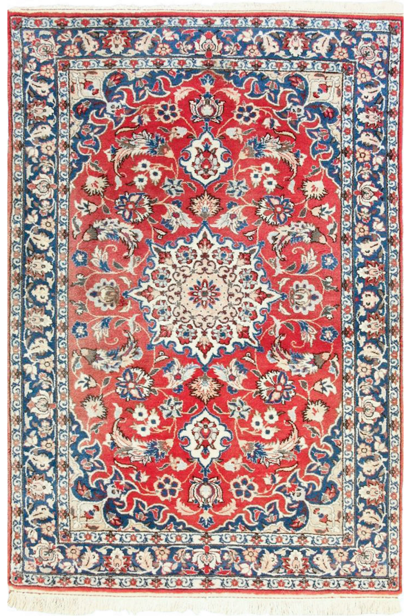 Isfahan Medallion Hand Knotted Wool Rug - 160x103 cms