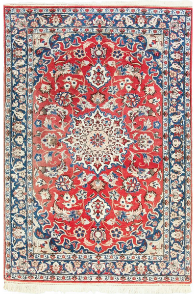 Isfahan Medallion Hand Knotted Wool Rug - 160x103 cms