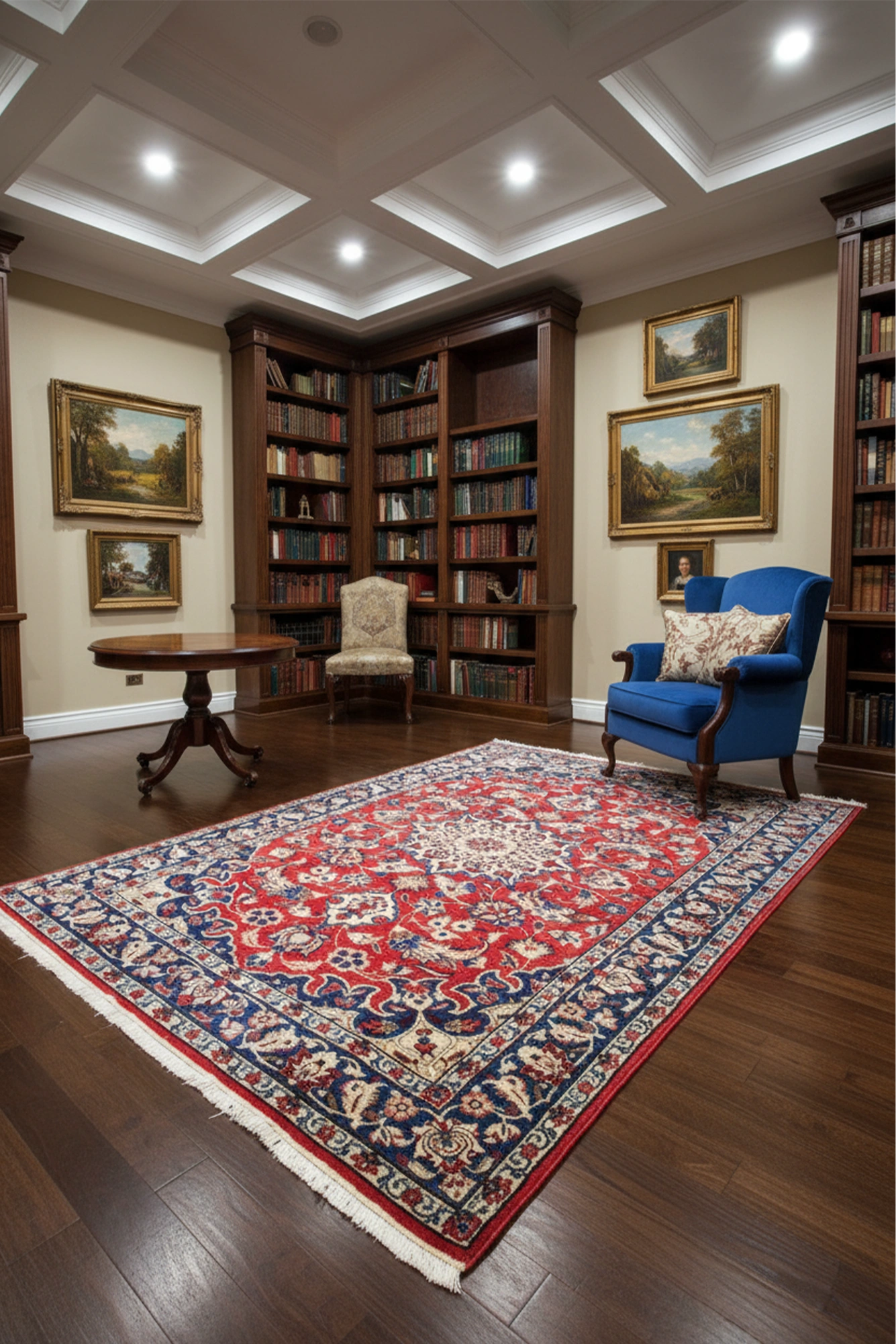 Isfahan Medallion Hand Knotted Wool Rug - 160x103 cms