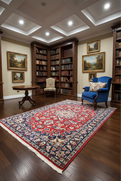 Isfahan Medallion Hand Knotted Wool Rug - 160x103 cms