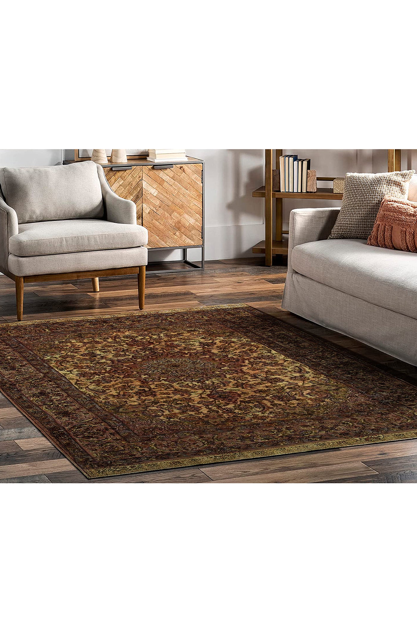 Isfahan Medallion Hand Knotted Wool Rug - 160x104 cms