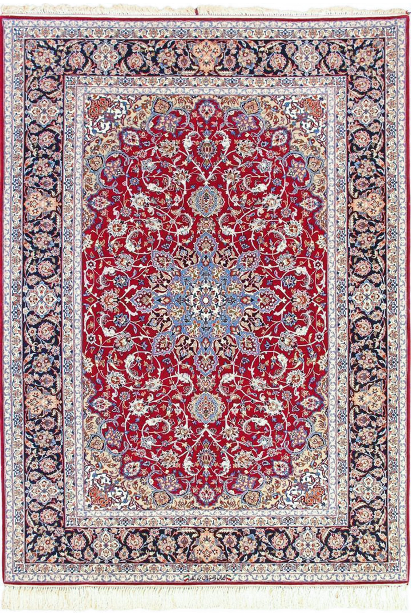 Isfahan Medallion Hand Knotted Wool & Silk Rug - 230x155 cm