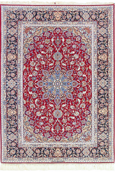 Isfahan Medallion Hand Knotted Wool & Silk Rug - 230x155 cm