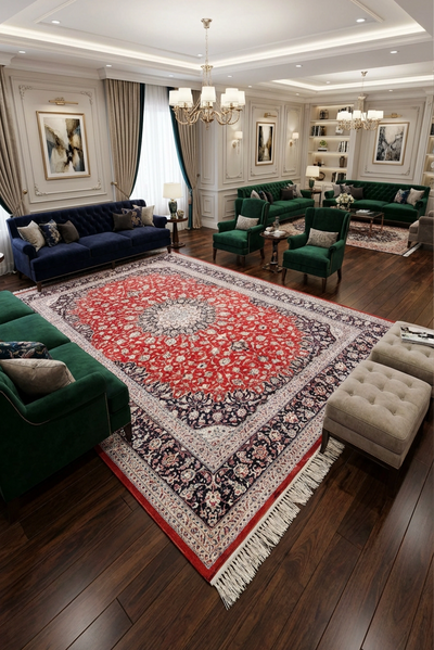 Kum Signed Medallion Hand Knotted Silk Rug 350x250