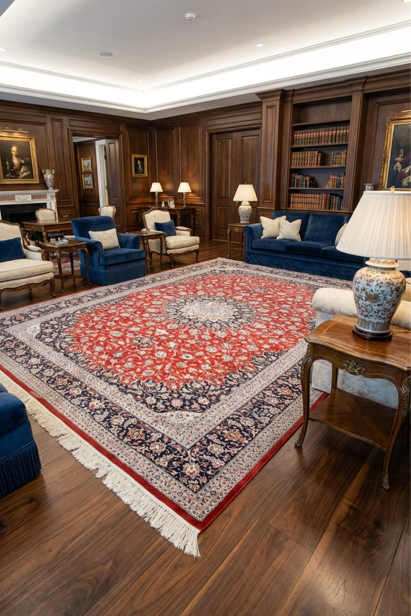 Kum Signed Medallion Hand Knotted Silk Rug 350x250