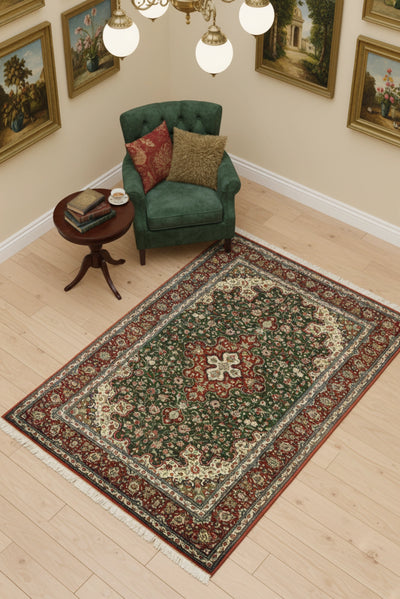 Kum Signed Medallion Hand Knotted Silk Rug