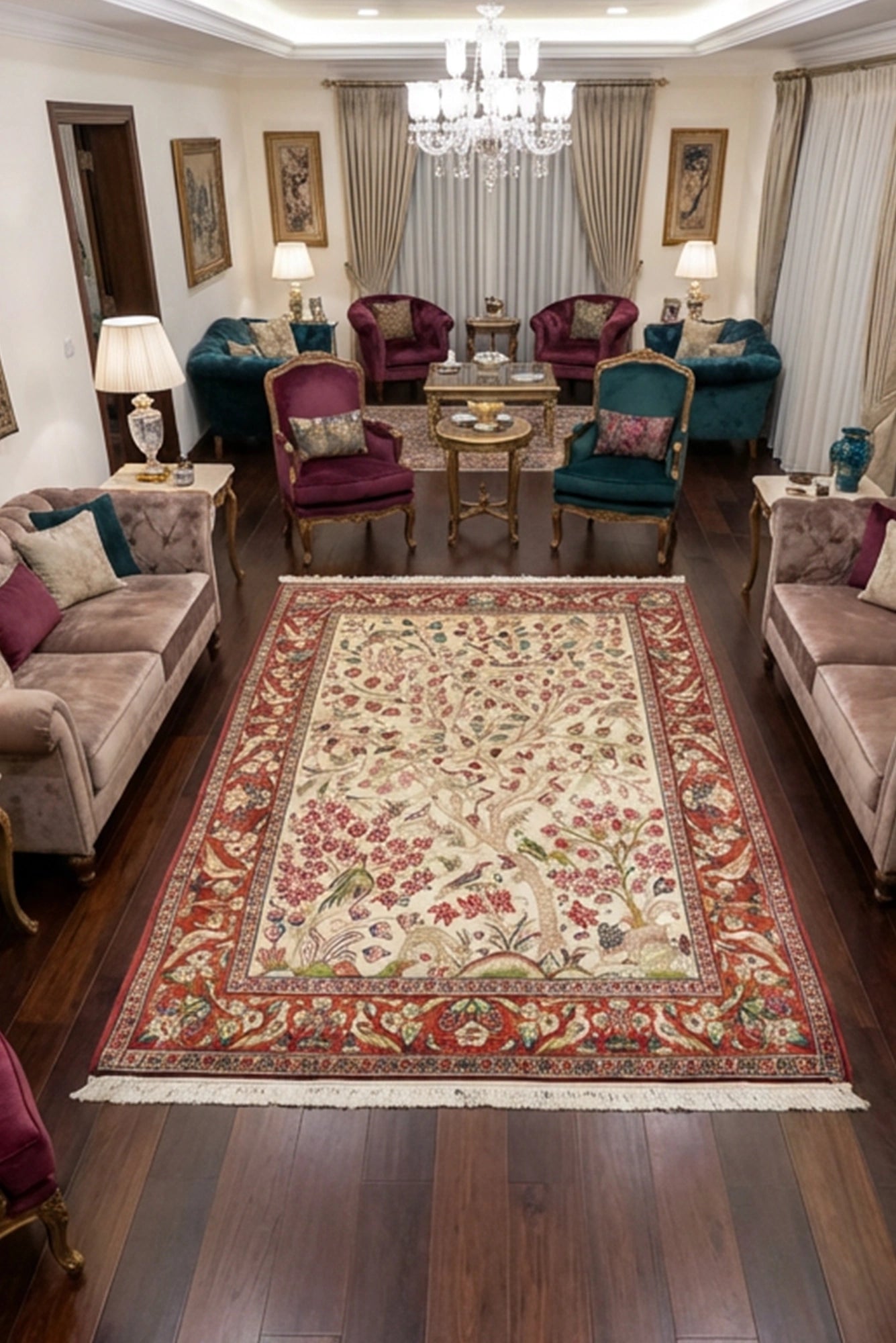 Kum Signed Tree of Life Hand Knotted Silk Rug | 147x98 cm