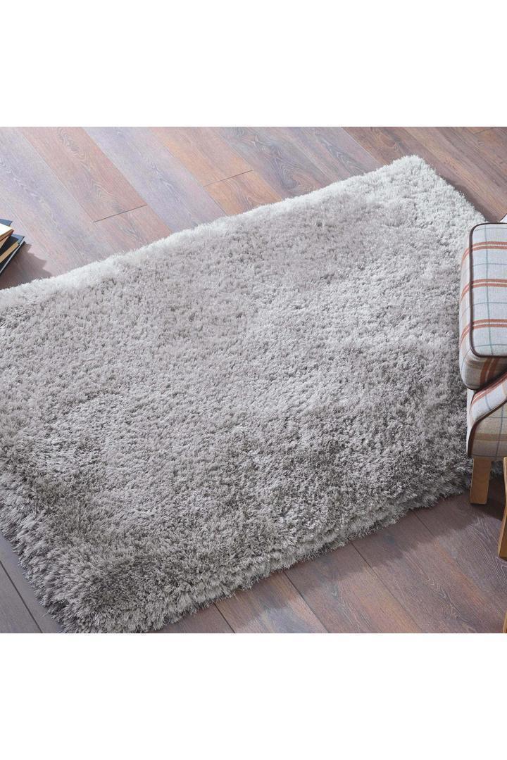 Lusso Plain Shaggy Rug - 115 Silver