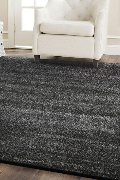 Lush Modern Plain Rug - 101 Black Grey