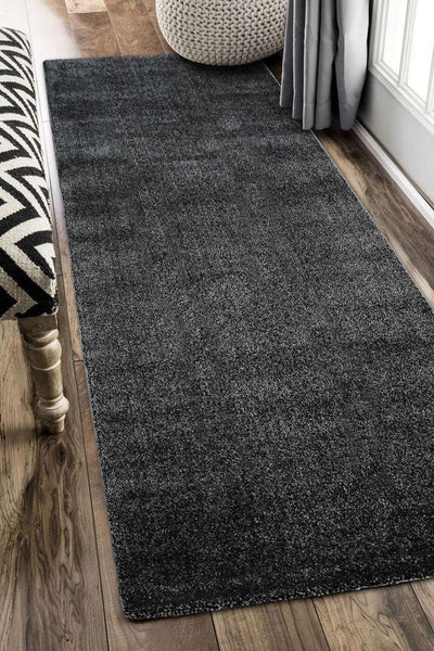 Lush Modern Plain Rug - 101 Black Grey