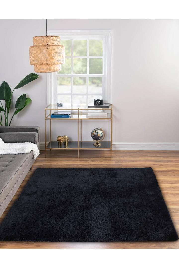 Lusso Plain Shaggy Rug - 105 Black