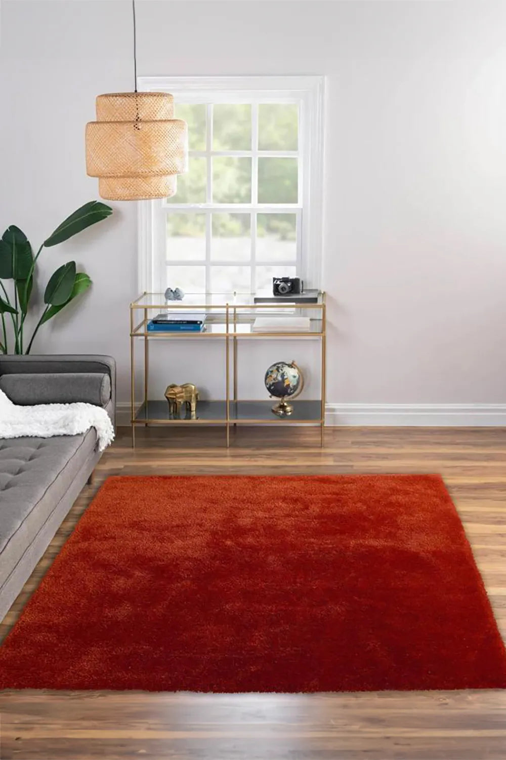 Lusso Plain Shaggy Rug - 111 Orange