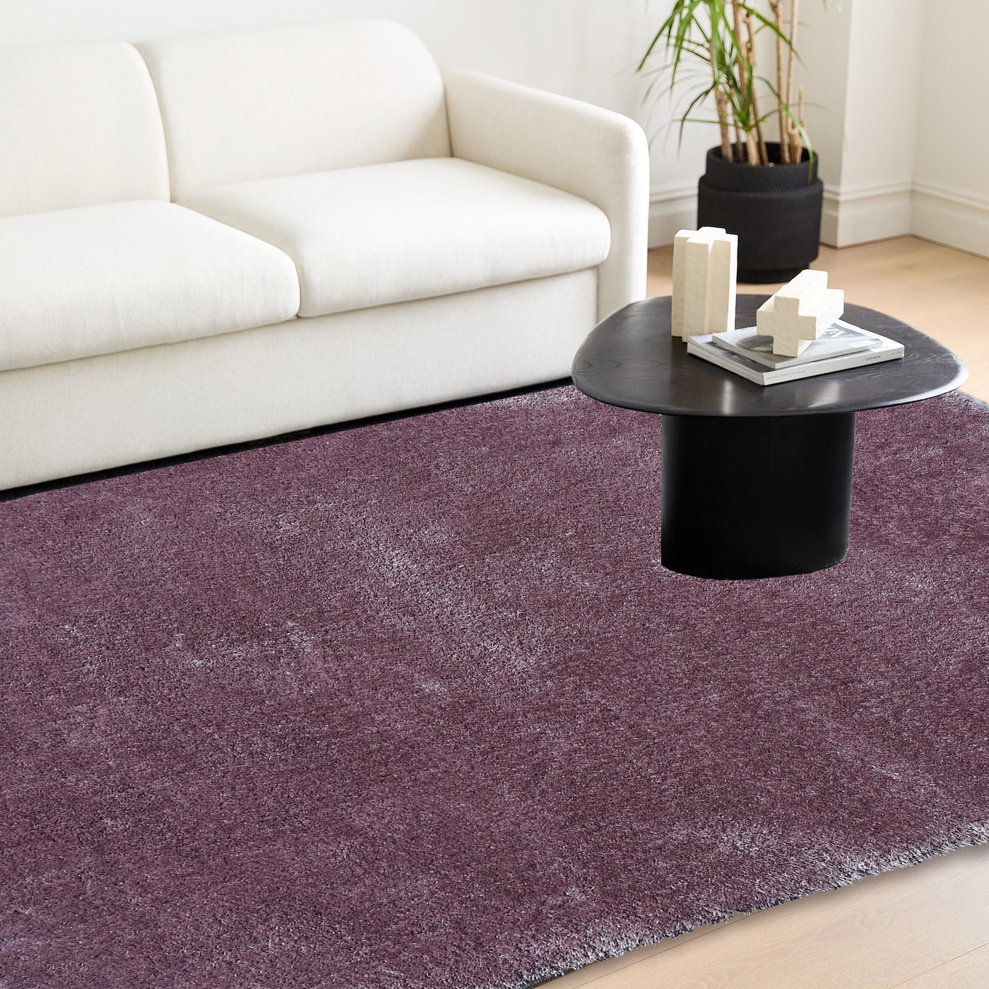 Lusso Plain Shaggy Rug - 113 Liliac