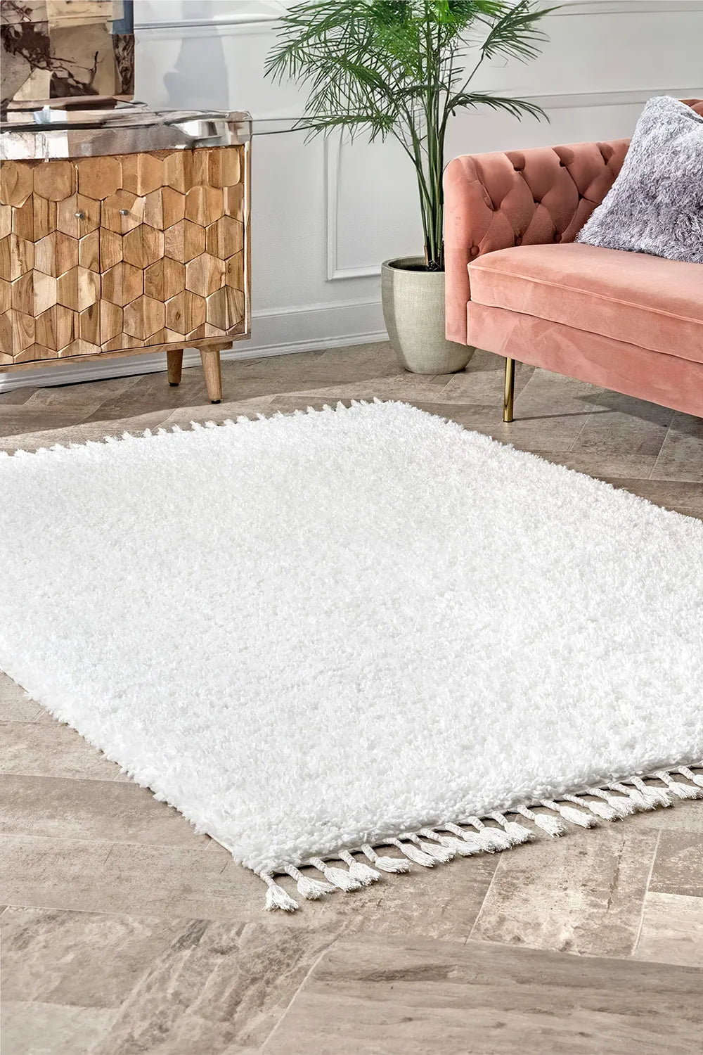 Luxor Shaggy Rug - 110 White