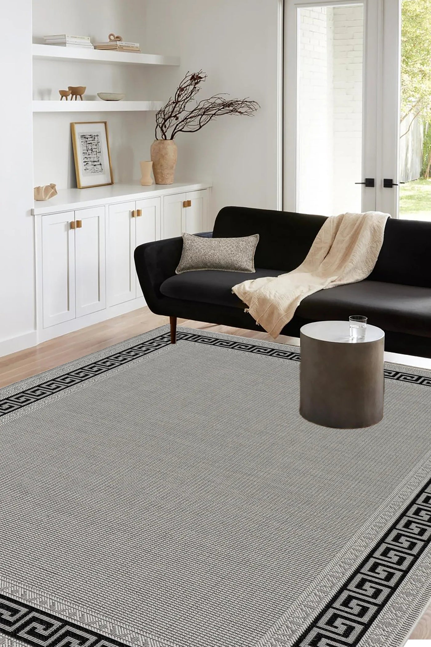 Sisalo Border Flatweave Rug - 194 Grey