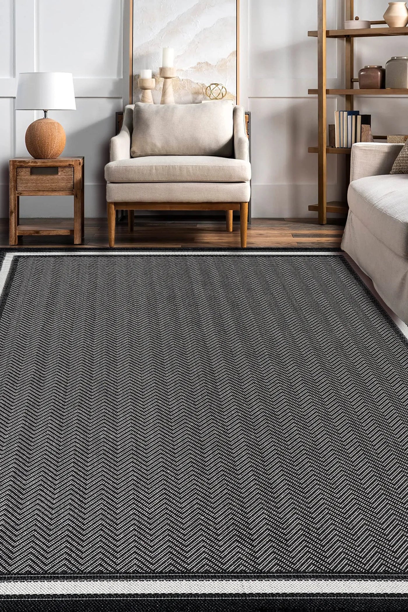 Sisalo Border Flatweave Rug - 108 Black