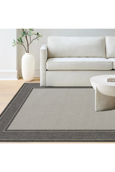 Sisalo Border Flatweave Rug - 142 Grey