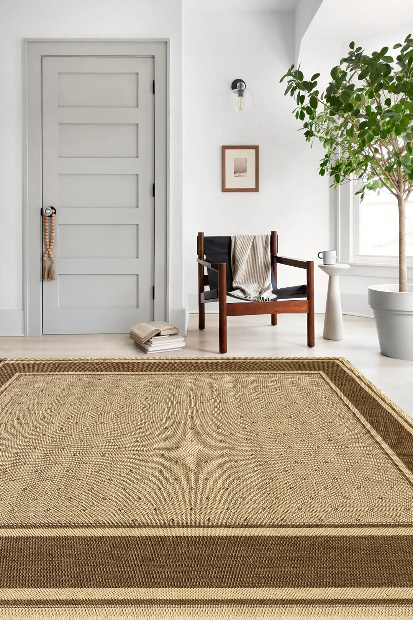 Sisalo Border Flatweave Rug - 132 Beige