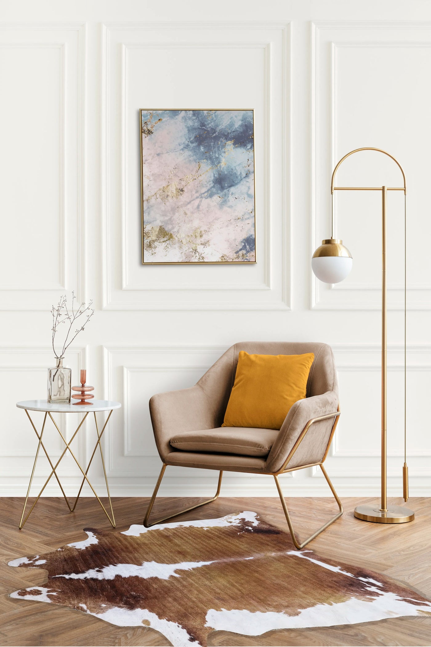Faux Cowhide  - 900-Tan & White
