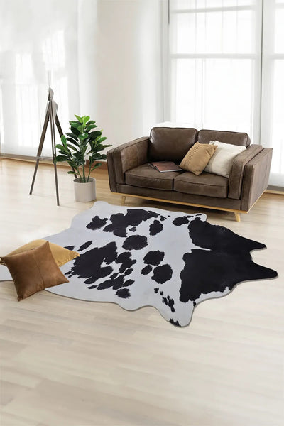 Faux Cowhide Fur Rug  - 900 Black-White