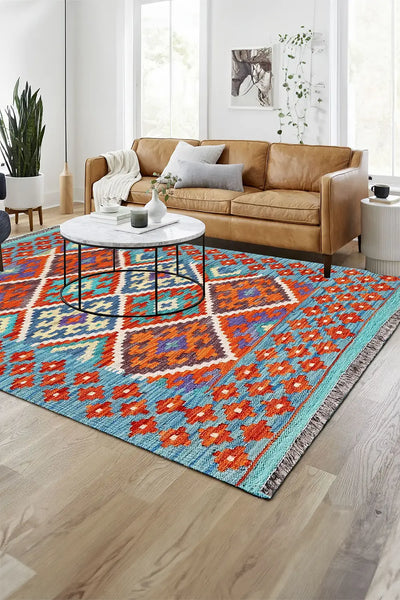 Afghan Kilim Zari Hand Knotted Rug - 148x98cm