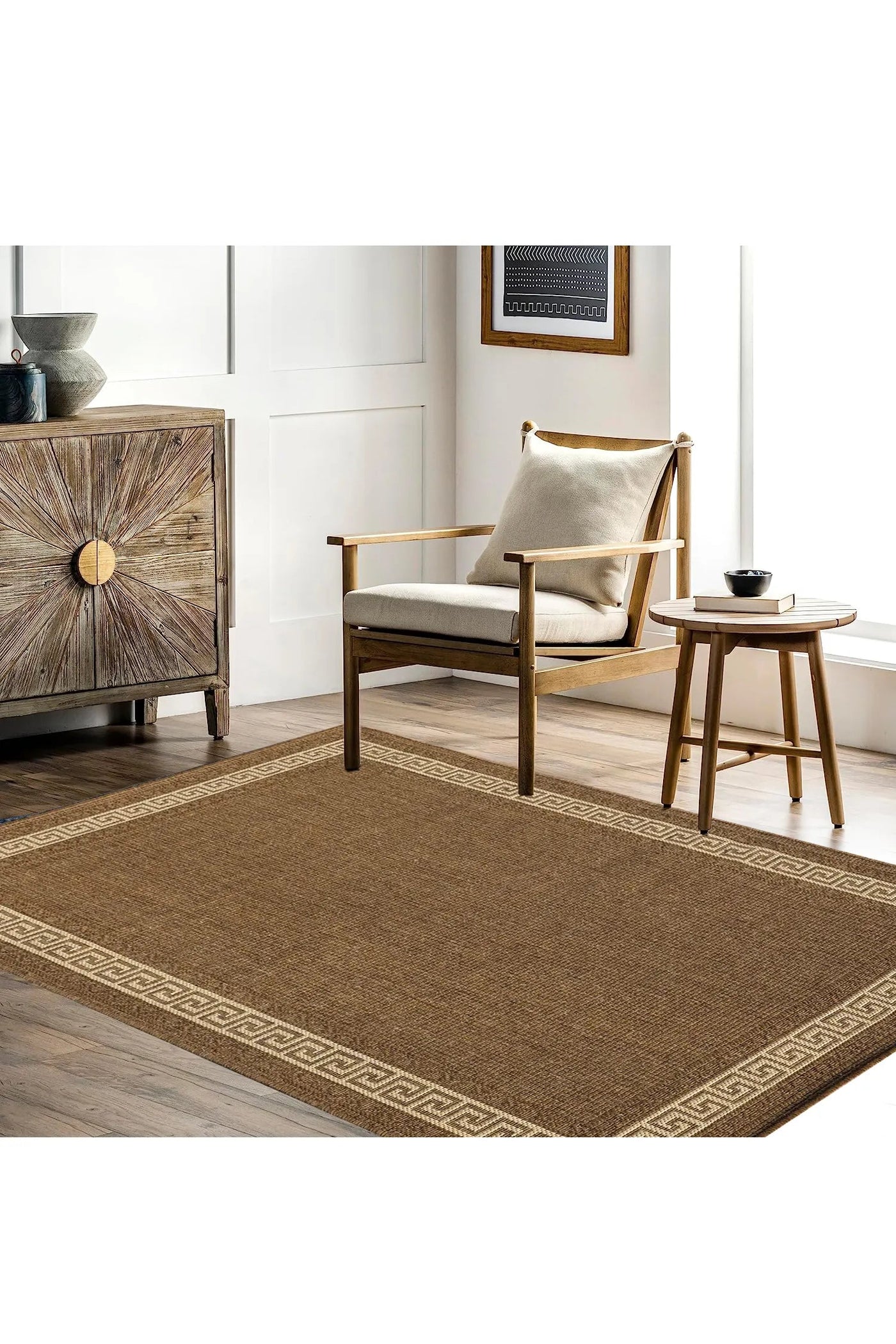 Sisalo Border Flatweave Rug - 125 Brown