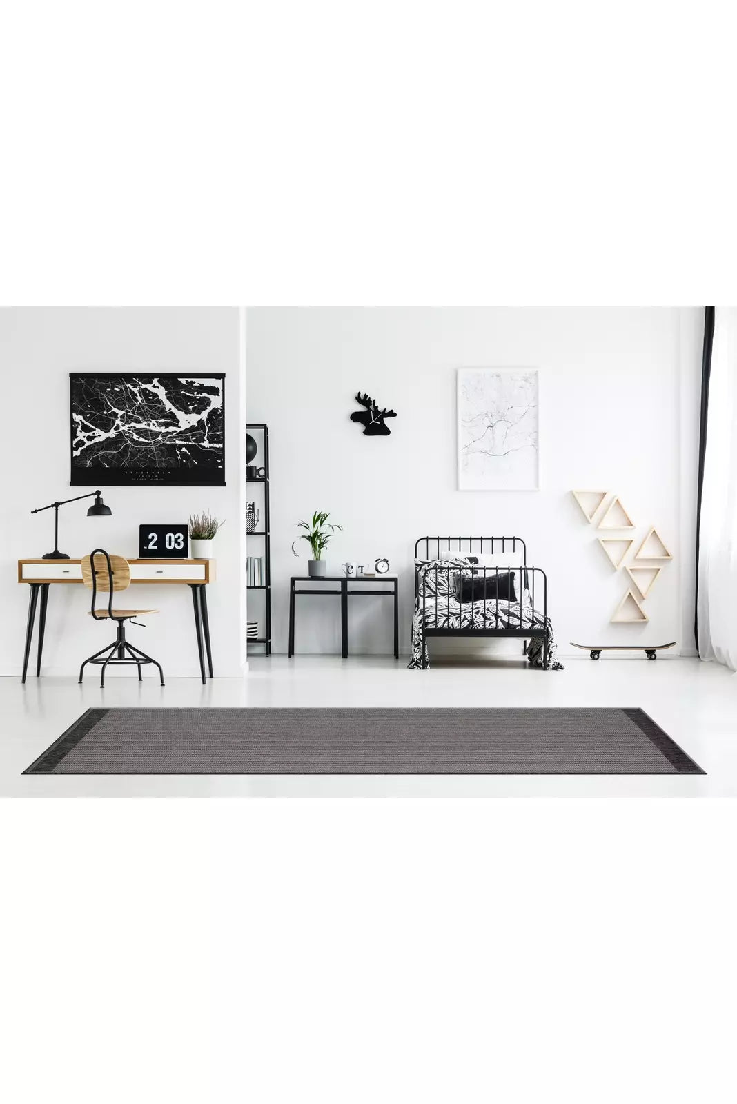 Miran Flatweave Rug 101 - Charcoal Grey