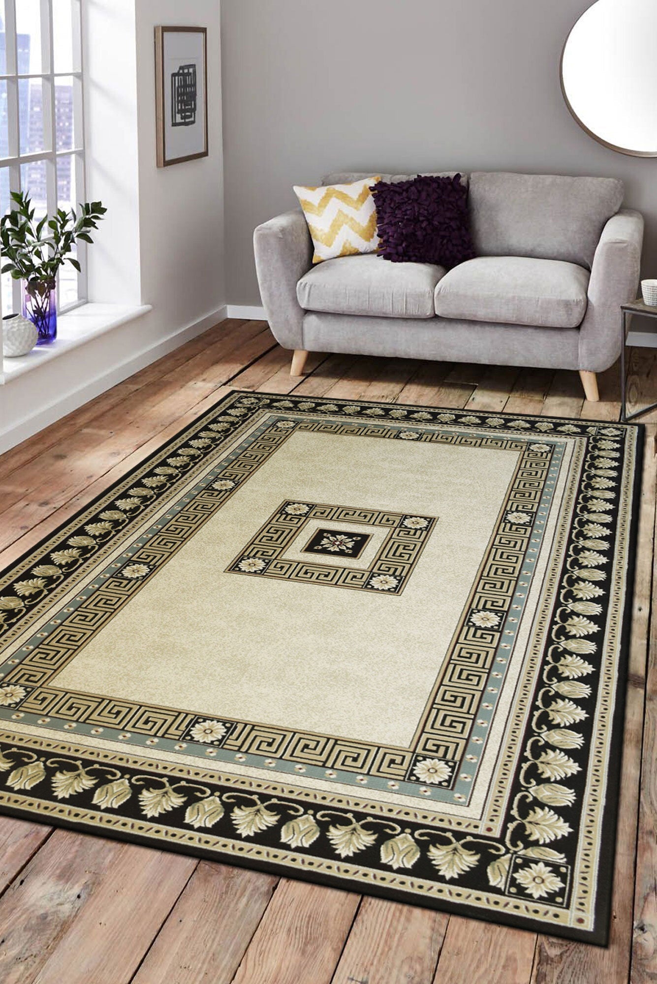 Crown Traditional Medallion Rug - 104 Beige