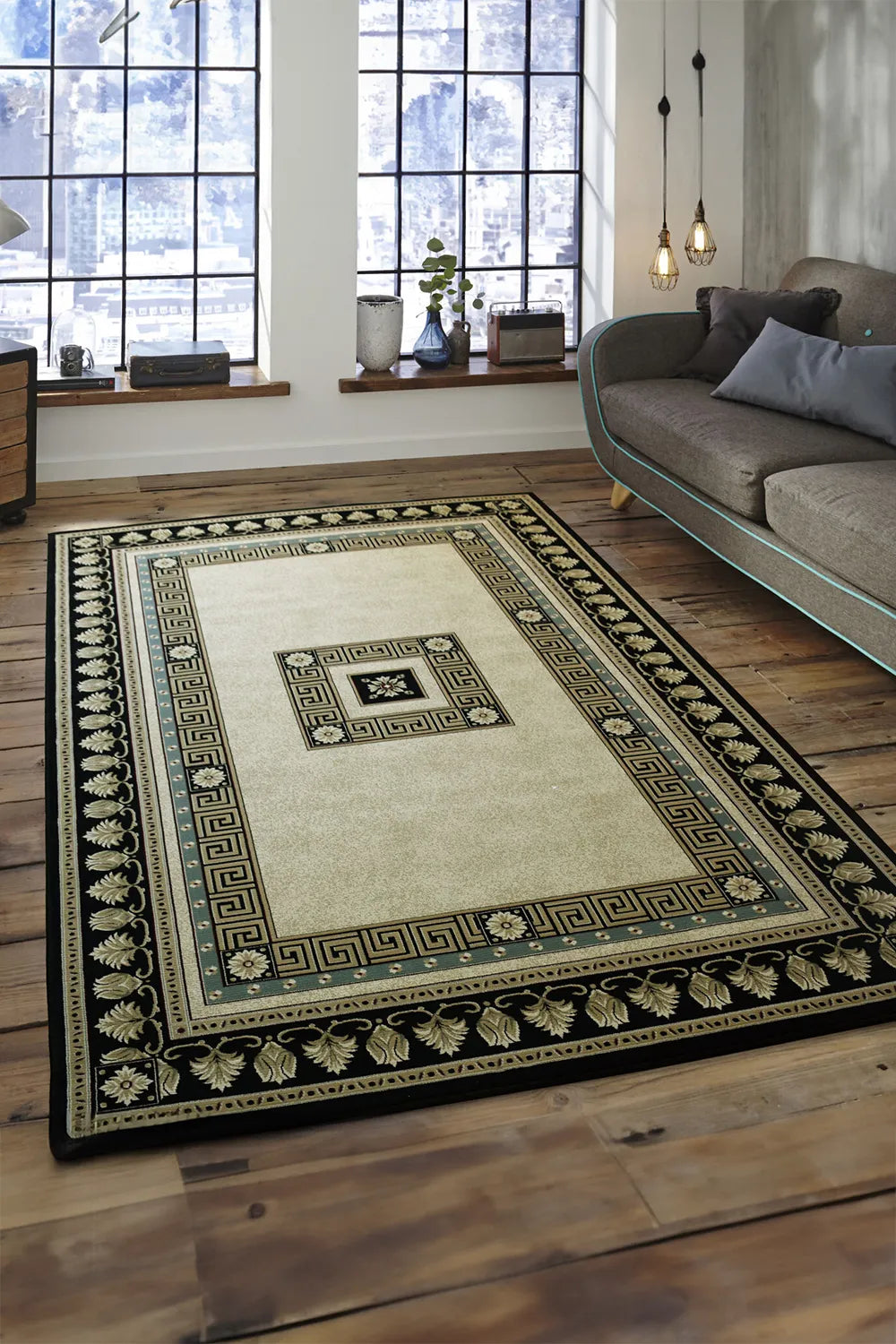 Crown Traditional Medallion Rug - 104 Beige