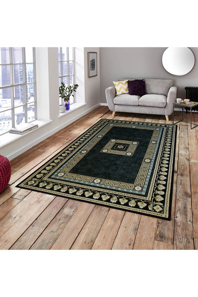 Crown Traditional Medallion Rug - 102 Black