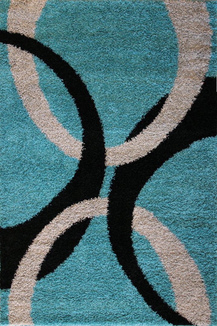 Moda Abstract Shaggy Rug - 101 Aqua