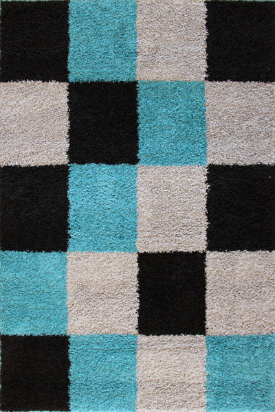 Moda Abstract Shaggy Rug - 105 Blue