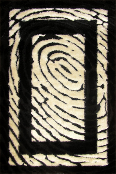 Monte Carlo Border Shaggy Rug - 109 Black