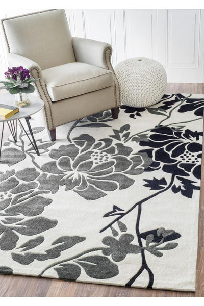 Moris Floral Rug - 102 Black