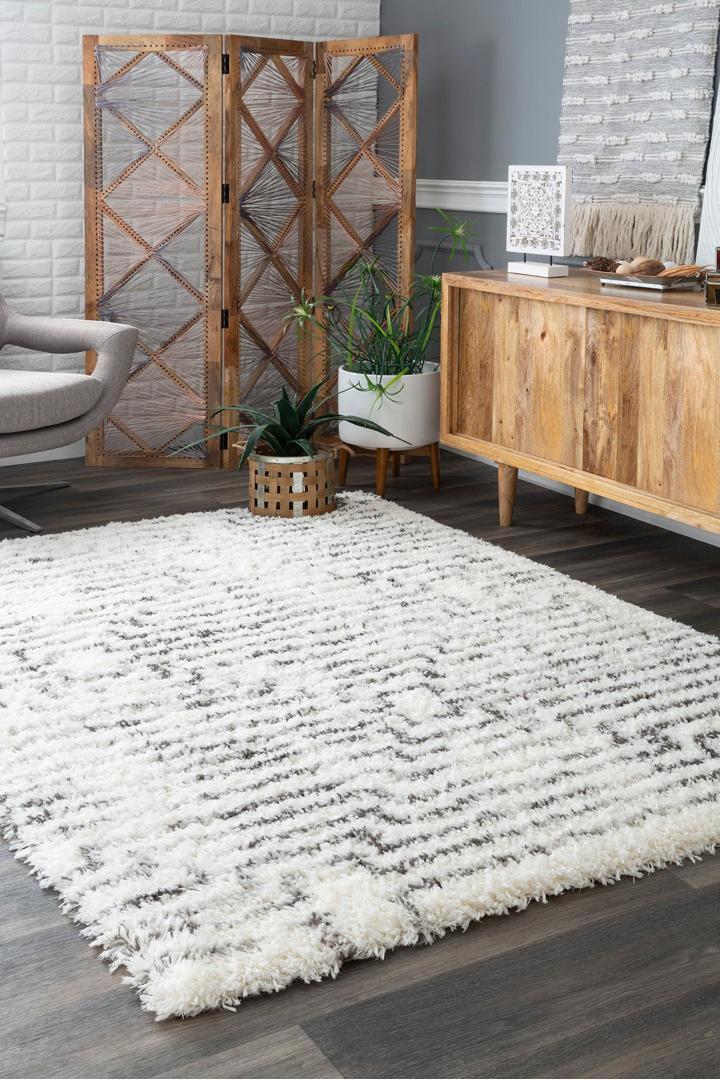 Hudson Moroccan Shaggy Rug - 102 White