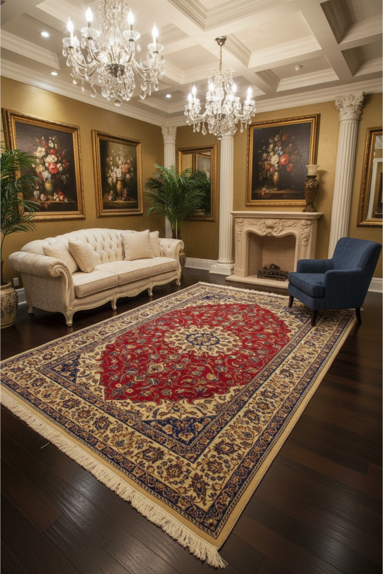 Nain Medallion Hand Knotted Wool & Silk Rug
