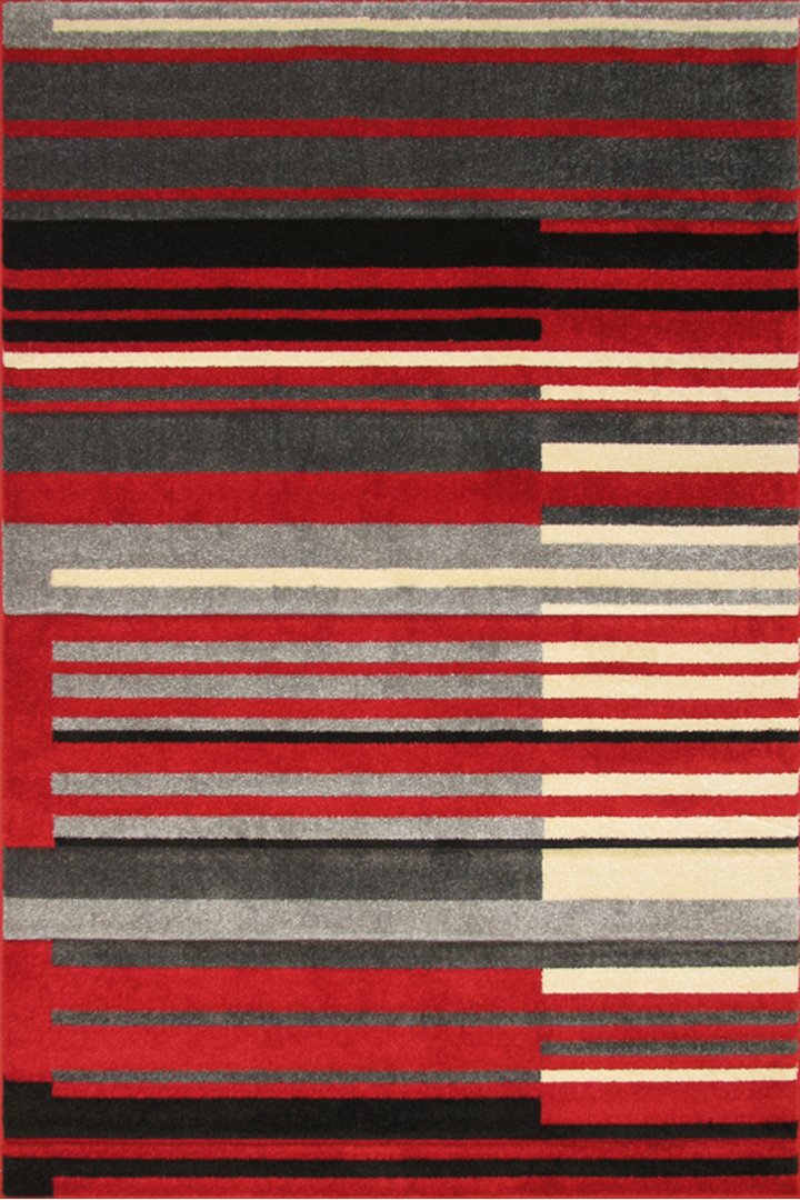 Nevada Modern Striped Rug 8914-Red-Black | Buy Rugs Online | Cyrus Rugs