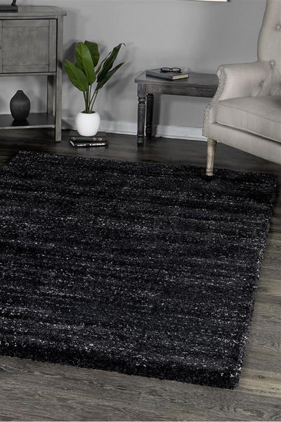 Palace Plain Shaggy Rug -106 Black