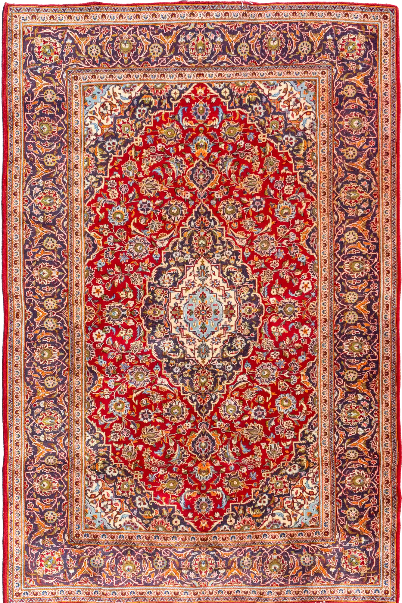 Kashan  Medallion Hand Knotted Wool Rug | 350x209cm