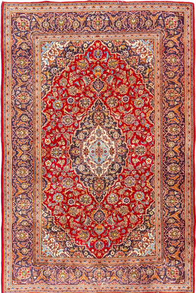 Kashan  Medallion Hand Knotted Wool Rug | 350x209cm