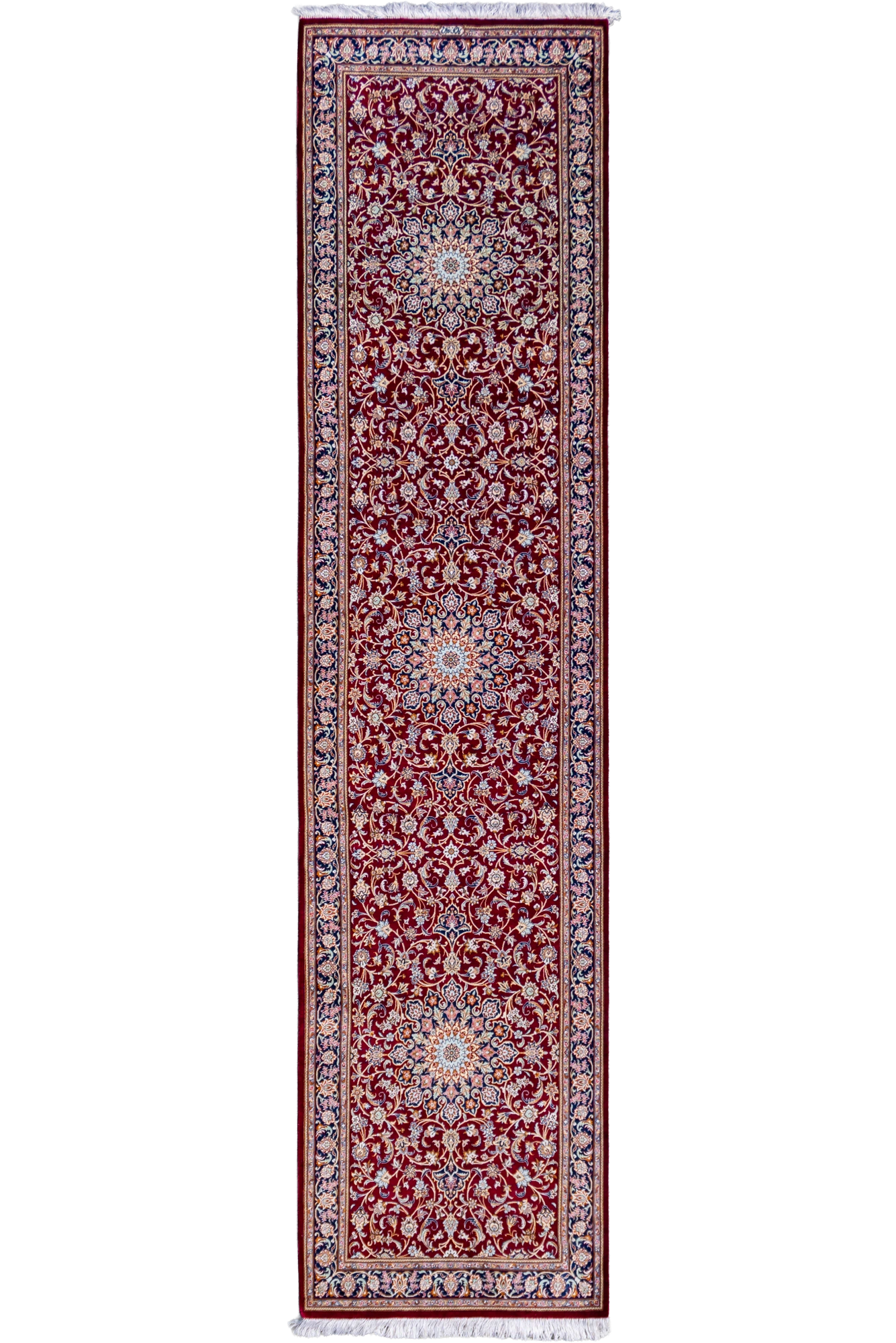 Kum Hand Knotted Silk Hallway Runner Rug - 308x74